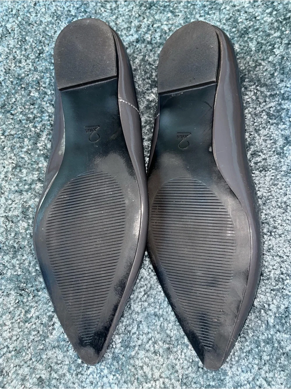 MIA Women's Pointed Patent Flats in Charcoal Gray